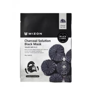Mizon -  Mizon Charcoal Solution Black Mask - Maska z węglem aktywnym na czarnym płacie bawełny